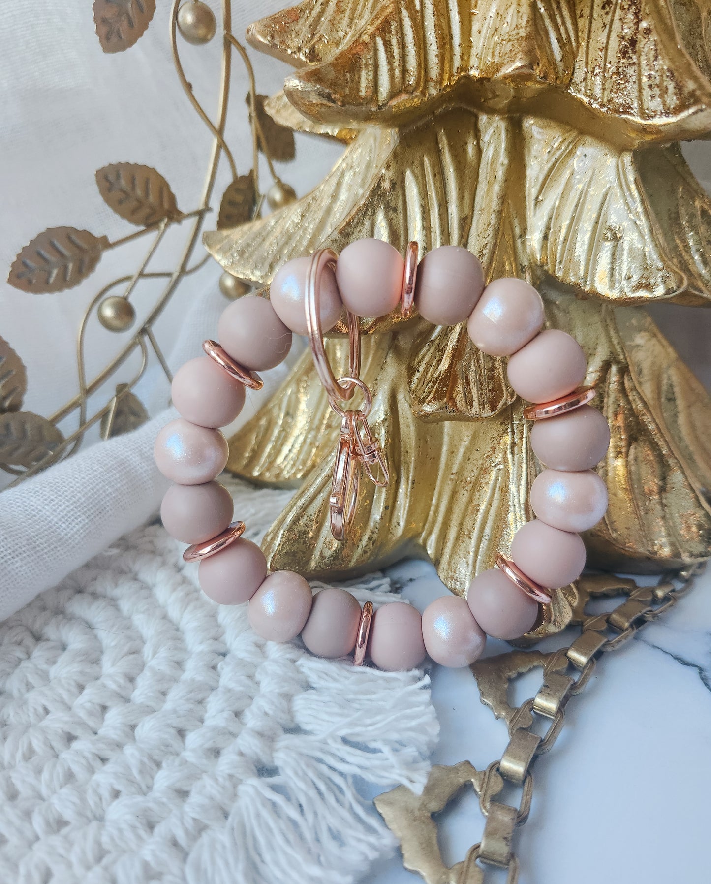 Pink Snow Holiday Key-Wristlet