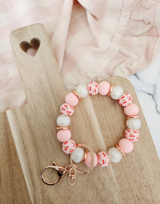 Cherry Print Key Wristlet