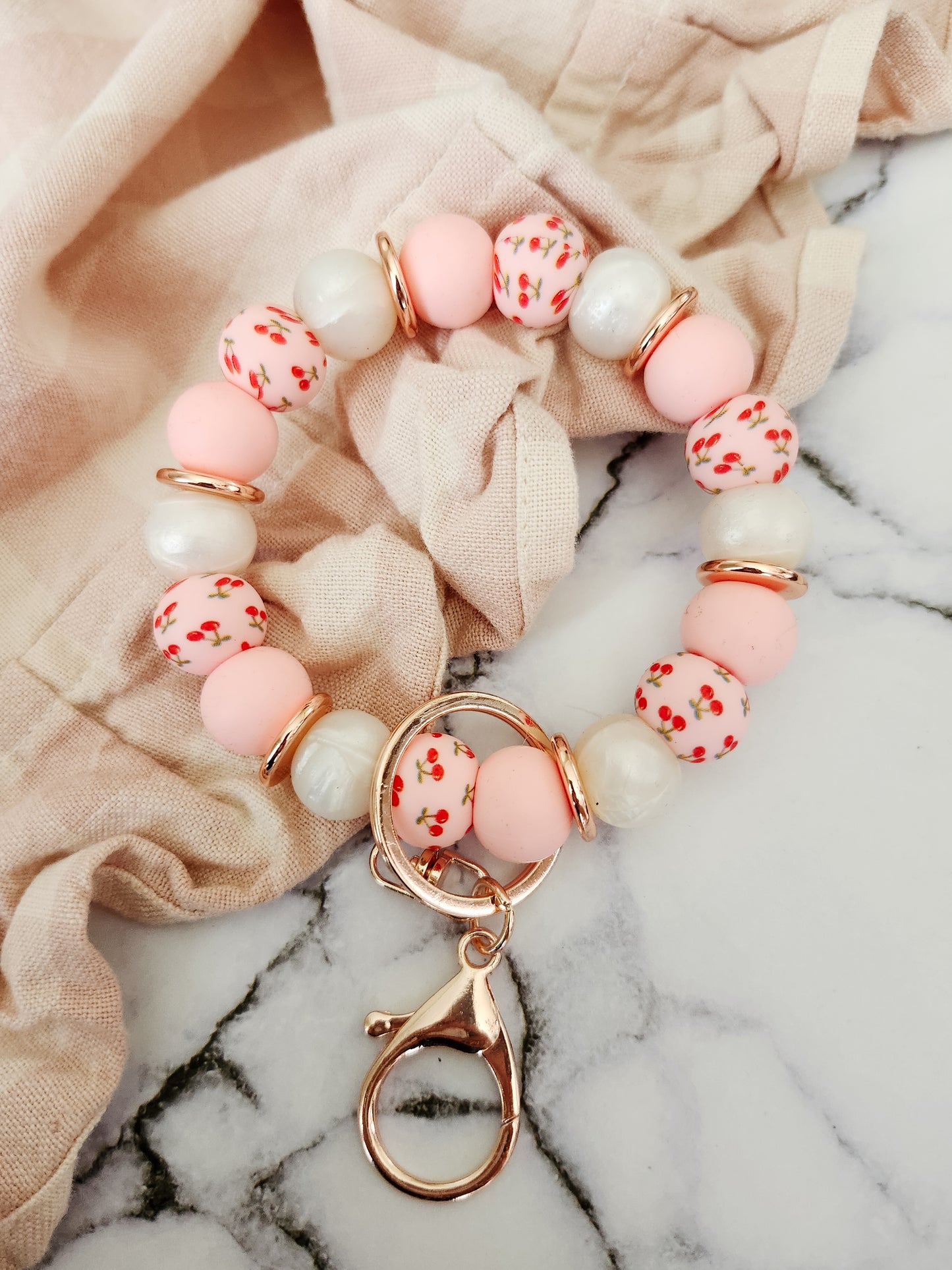 Cherry Print Key Wristlet