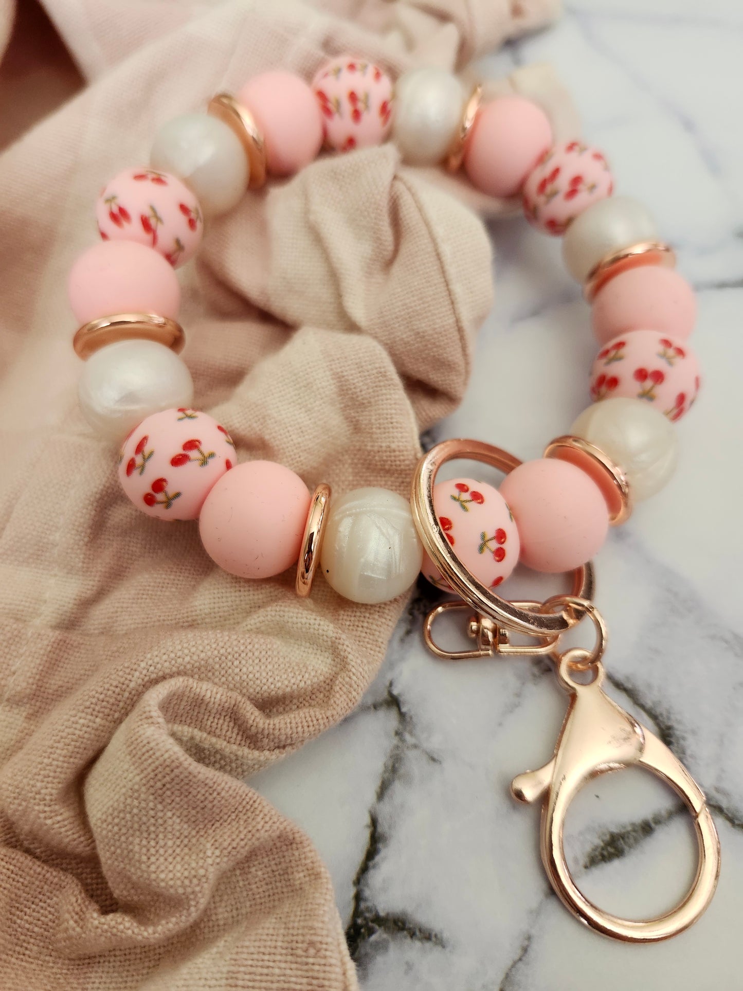 Cherry Print Key Wristlet
