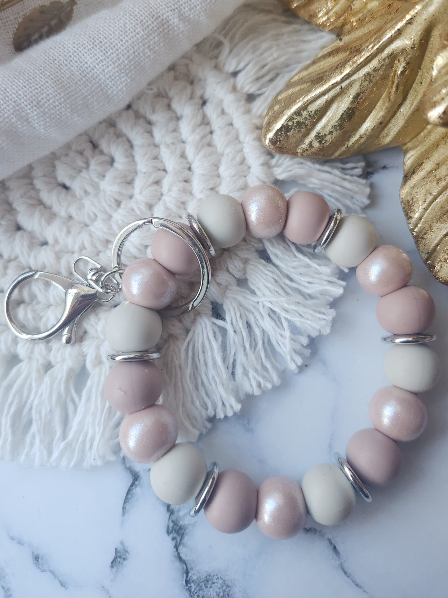 Pink and Birch Holiday Key-Wristlet